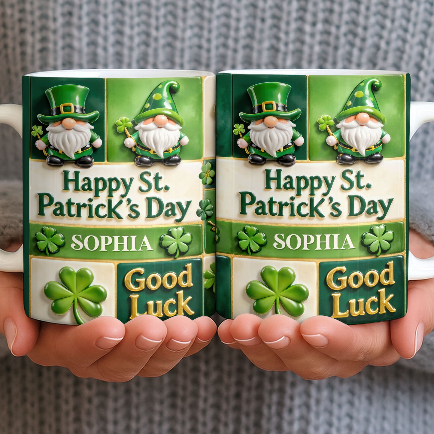 Happy St. Patrick's Day Good Luck Gnomes and Shamrocks