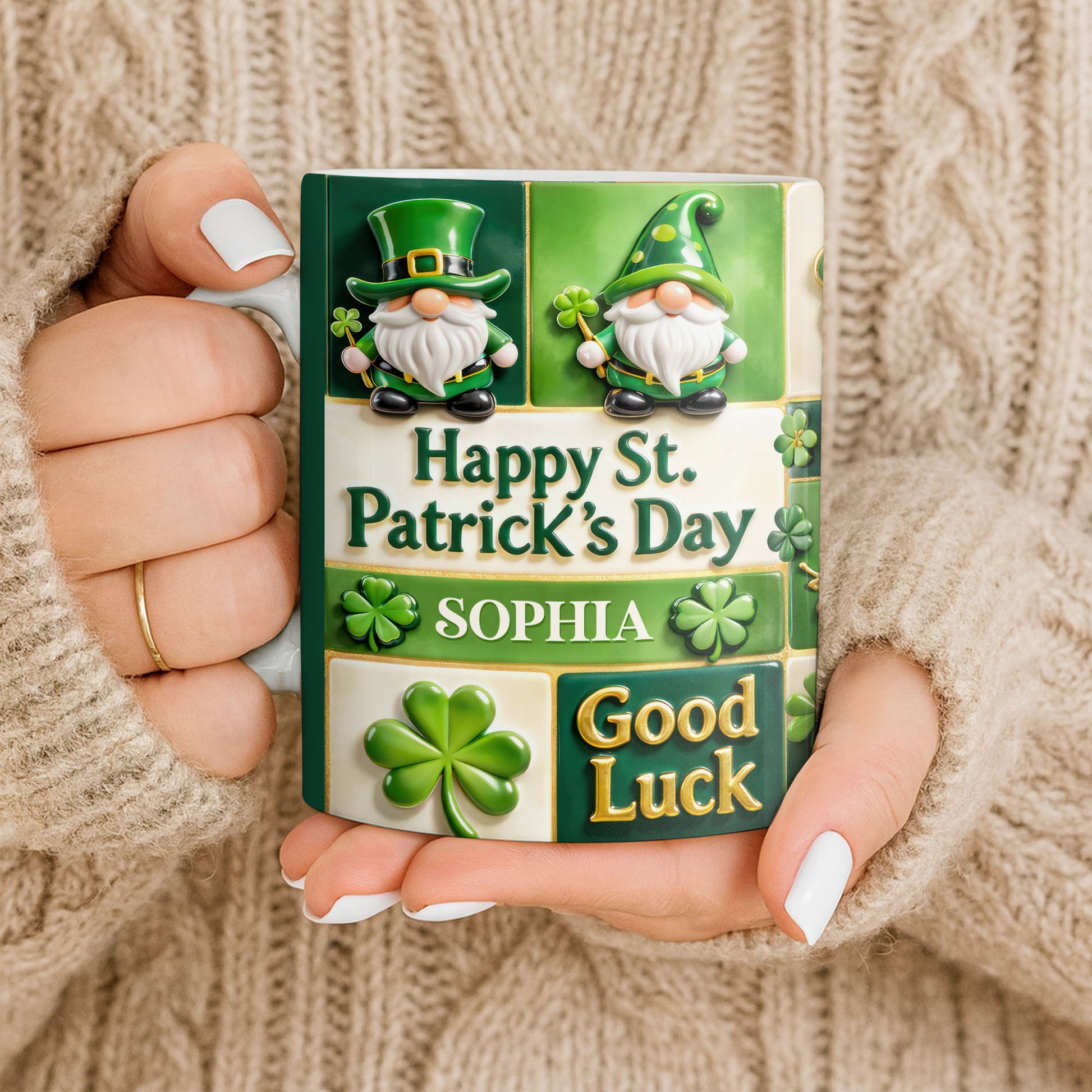 Happy St. Patrick's Day Good Luck Gnomes and Shamrocks