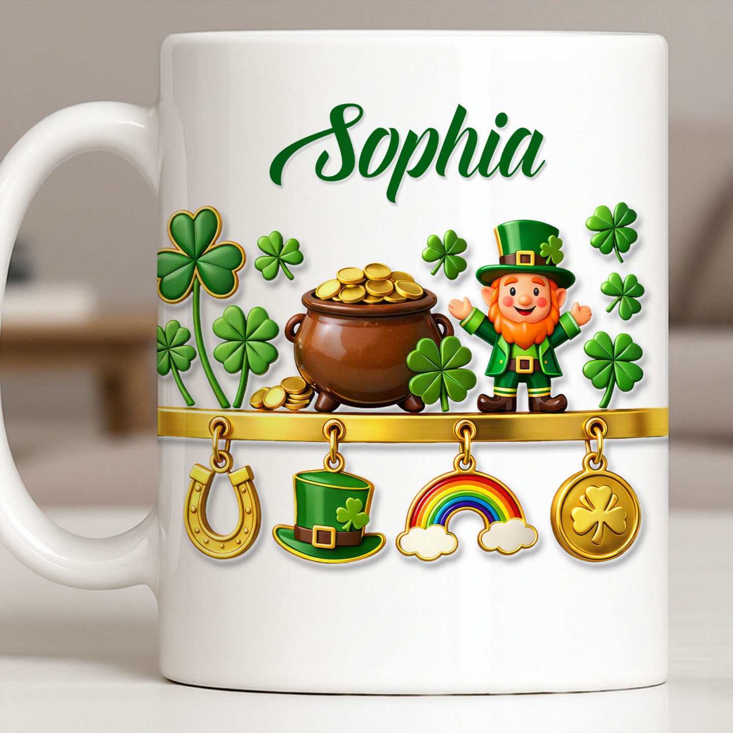 Luck Of The Irish Shamrocks Leprechaun And Gold Coffee Mug