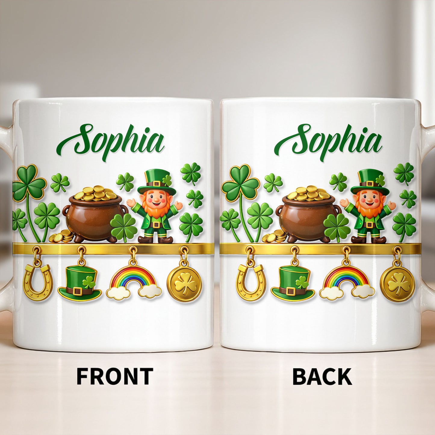 Luck Of The Irish Shamrocks Leprechaun And Gold Coffee Mug