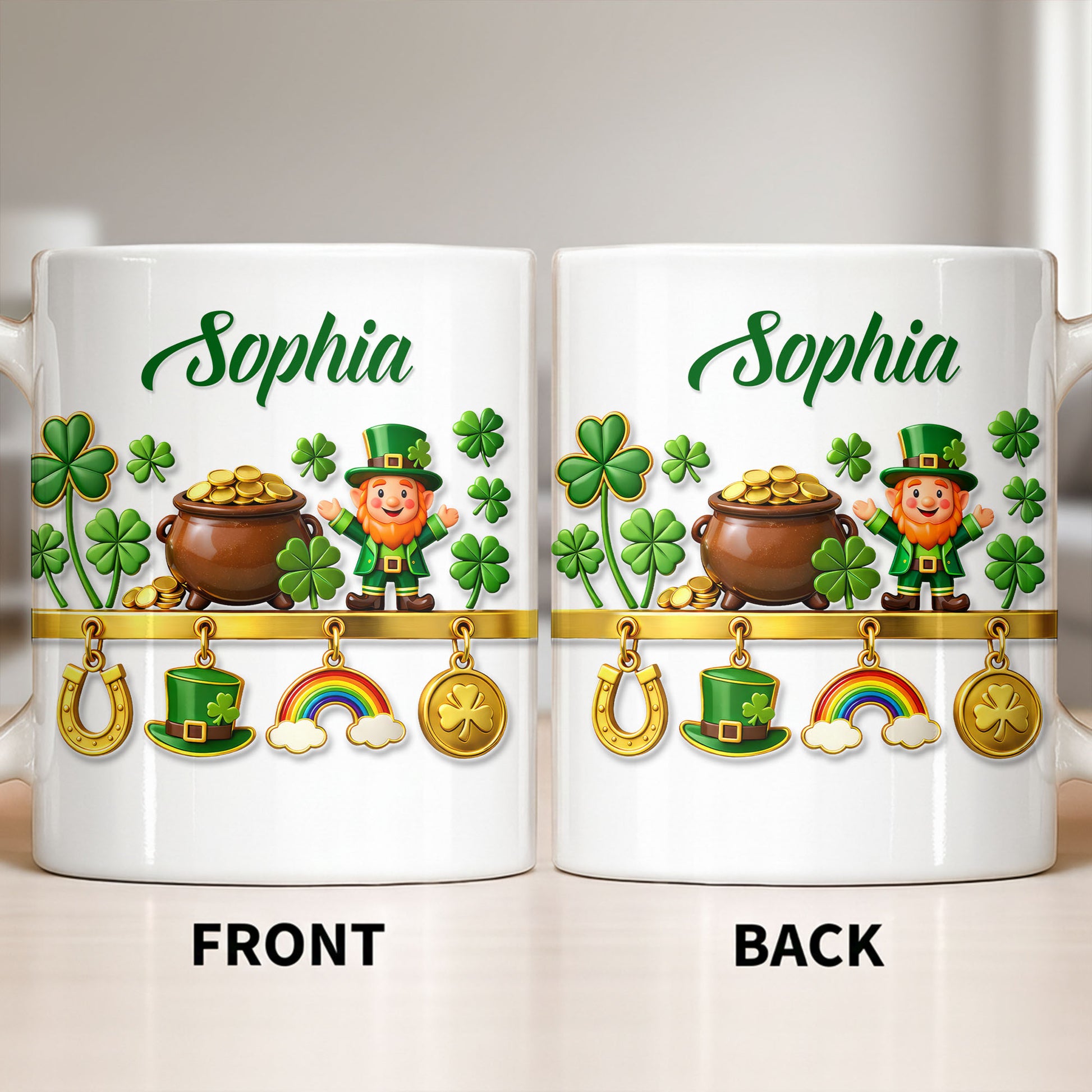 Luck Of The Irish Shamrocks Leprechaun And Gold Coffee Mug