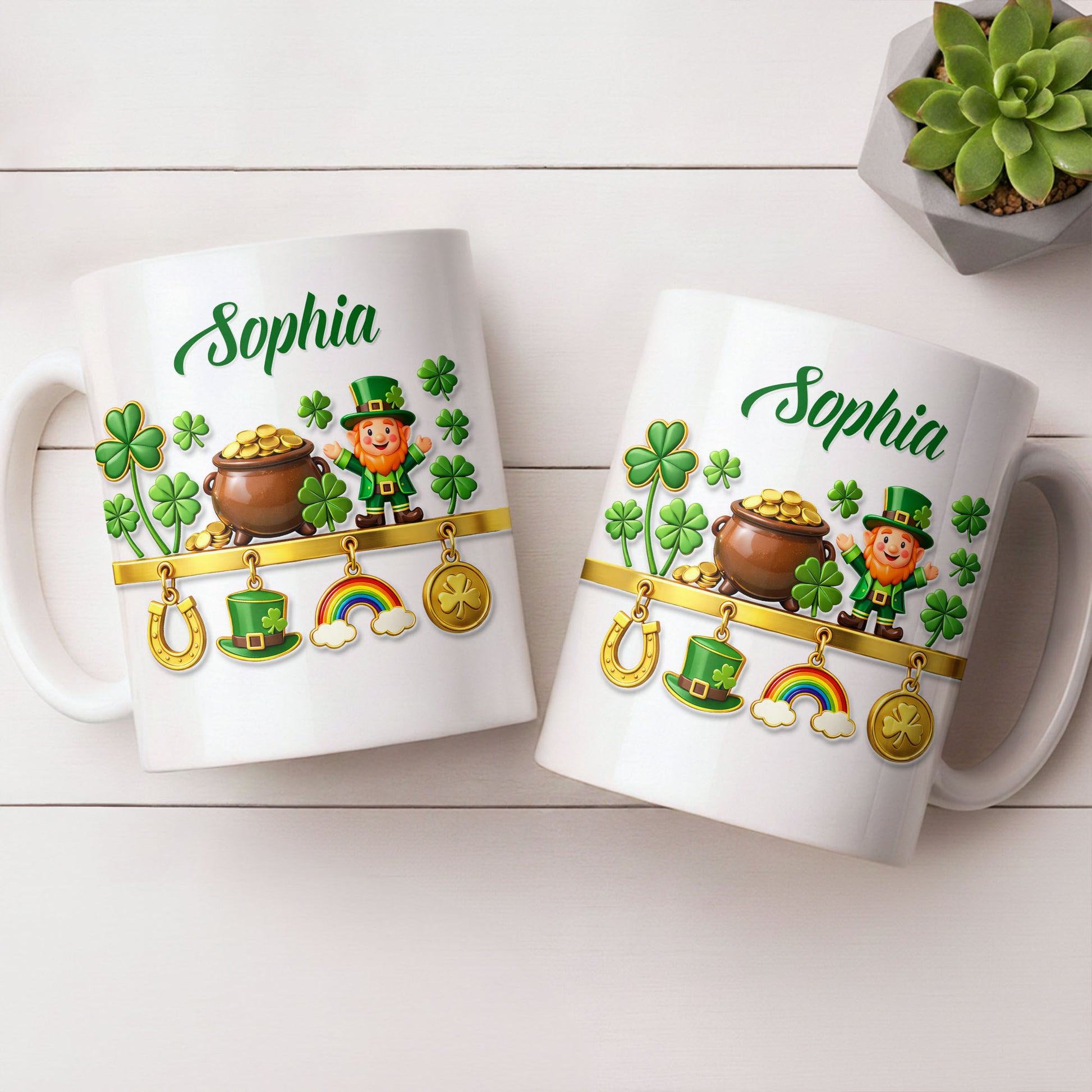 Luck Of The Irish Shamrocks Leprechaun And Gold Coffee Mug