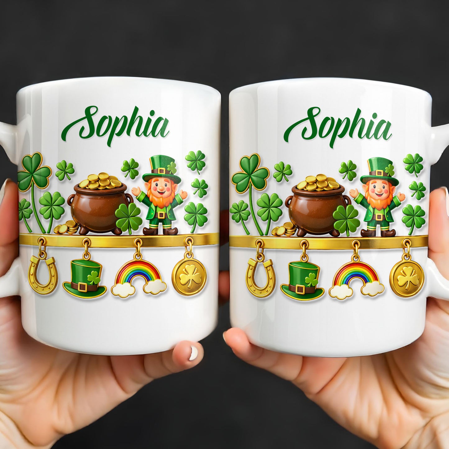 Luck Of The Irish Shamrocks Leprechaun And Gold Coffee Mug