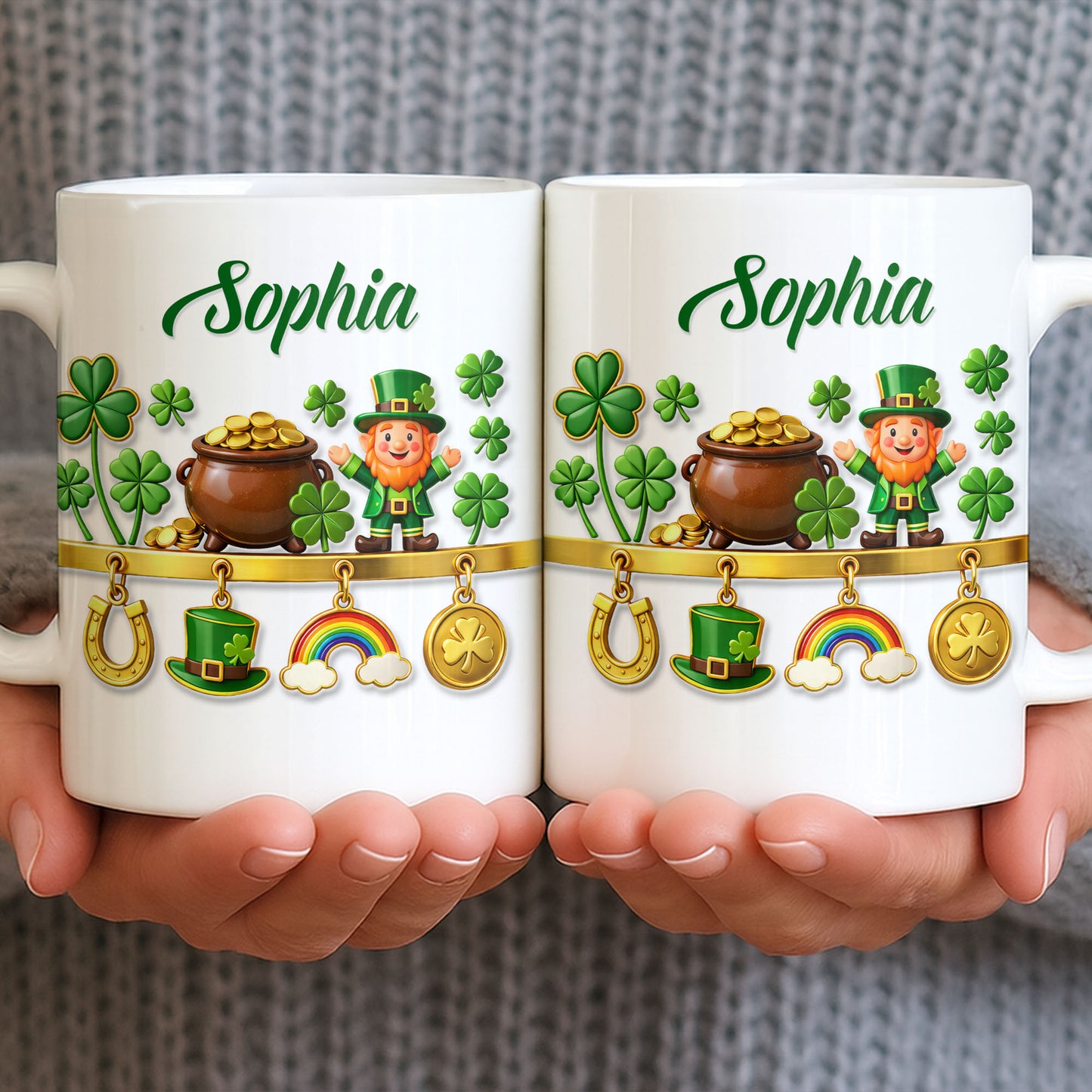 Luck Of The Irish Shamrocks Leprechaun And Gold Coffee Mug