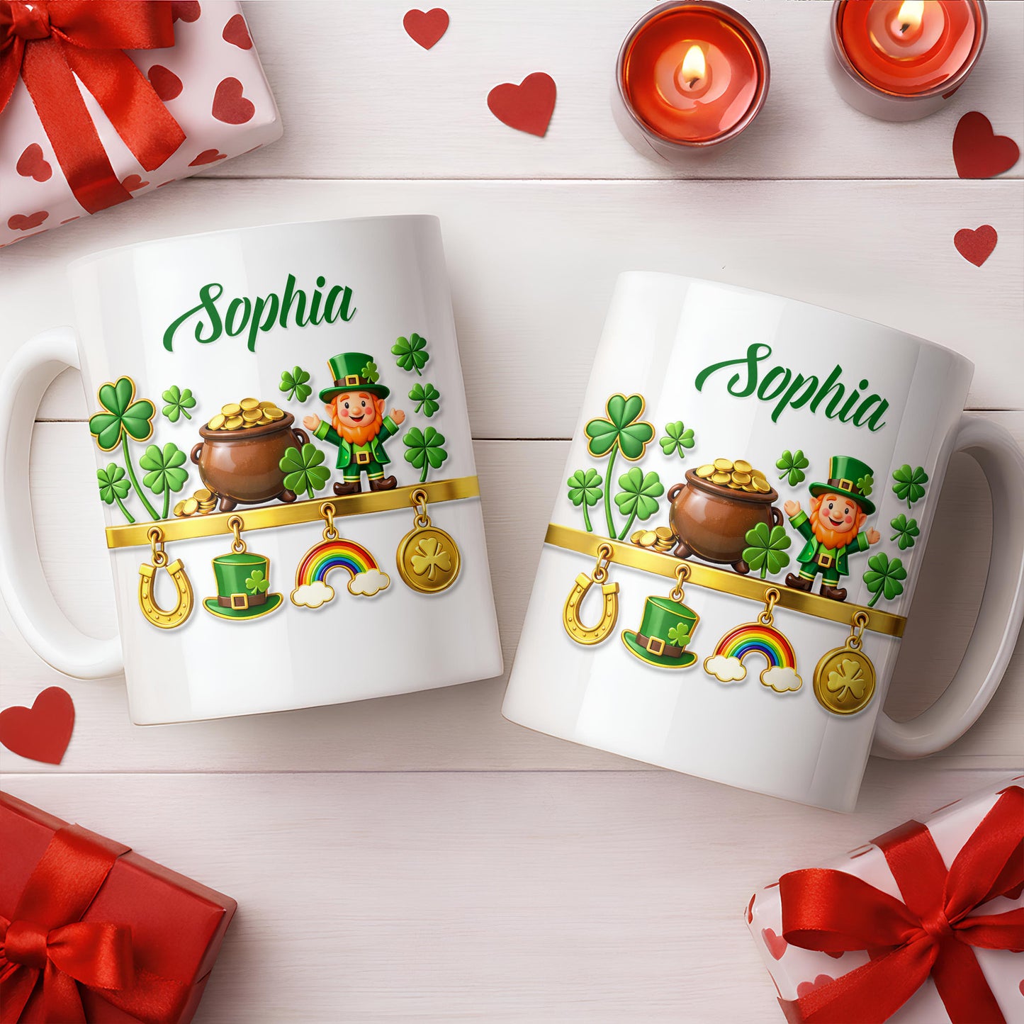 Luck Of The Irish Shamrocks Leprechaun And Gold Coffee Mug