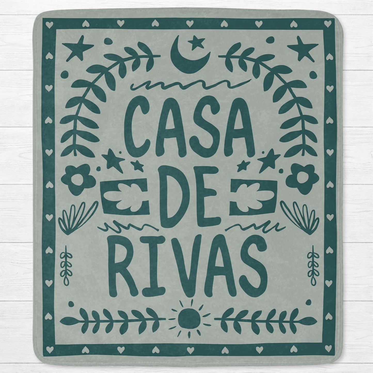 Casa De Personalized Family Name With Moon And Sun - Personalized Custom Blanket - FAM811_BLK