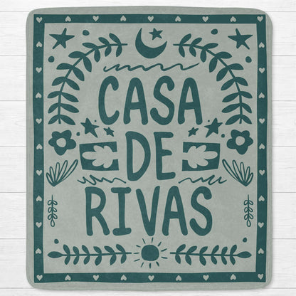 Casa De Personalized Family Name With Moon And Sun - Personalized Custom Blanket - FAM811_BLK