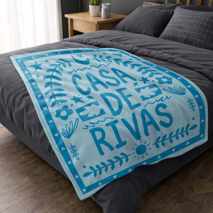 Casa De Personalized Family Name With Moon And Sun - Personalized Custom Blanket - FAM811_BLK