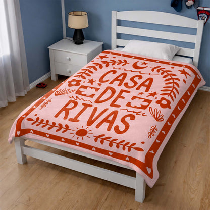 Casa De Personalized Family Name With Moon And Sun - Personalized Custom Blanket - FAM811_BLK