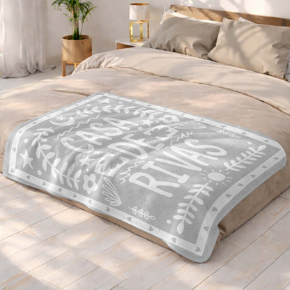 Casa De Personalized Family Name With Moon And Sun - Personalized Custom Blanket - FAM811_BLK