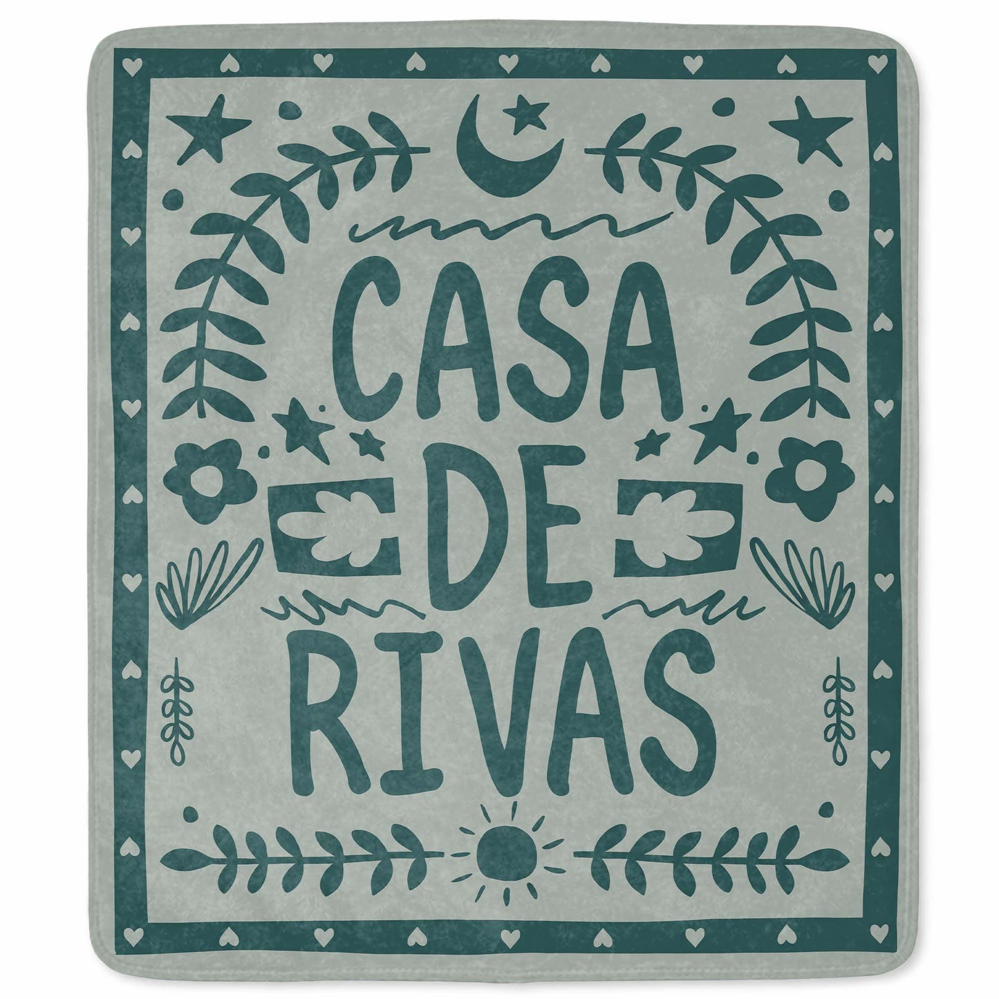 Casa De Personalized Family Name With Moon And Sun - Personalized Custom Blanket - FAM811_BLK