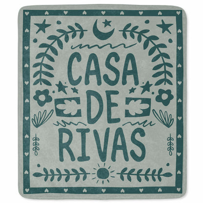 Casa De Personalized Family Name With Moon And Sun - Personalized Custom Blanket - FAM811_BLK