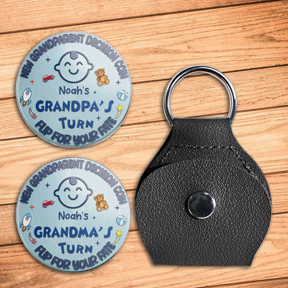 Grandparent Decision Coin Grandpa Turn Baby Icons - Personalized Custom Pocket Hug - FAM825_HTOK
