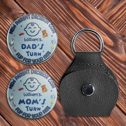 Grandparent Decision Coin Grandpa Turn Baby Icons - Personalized Custom Pocket Hug - FAM825_HTOK