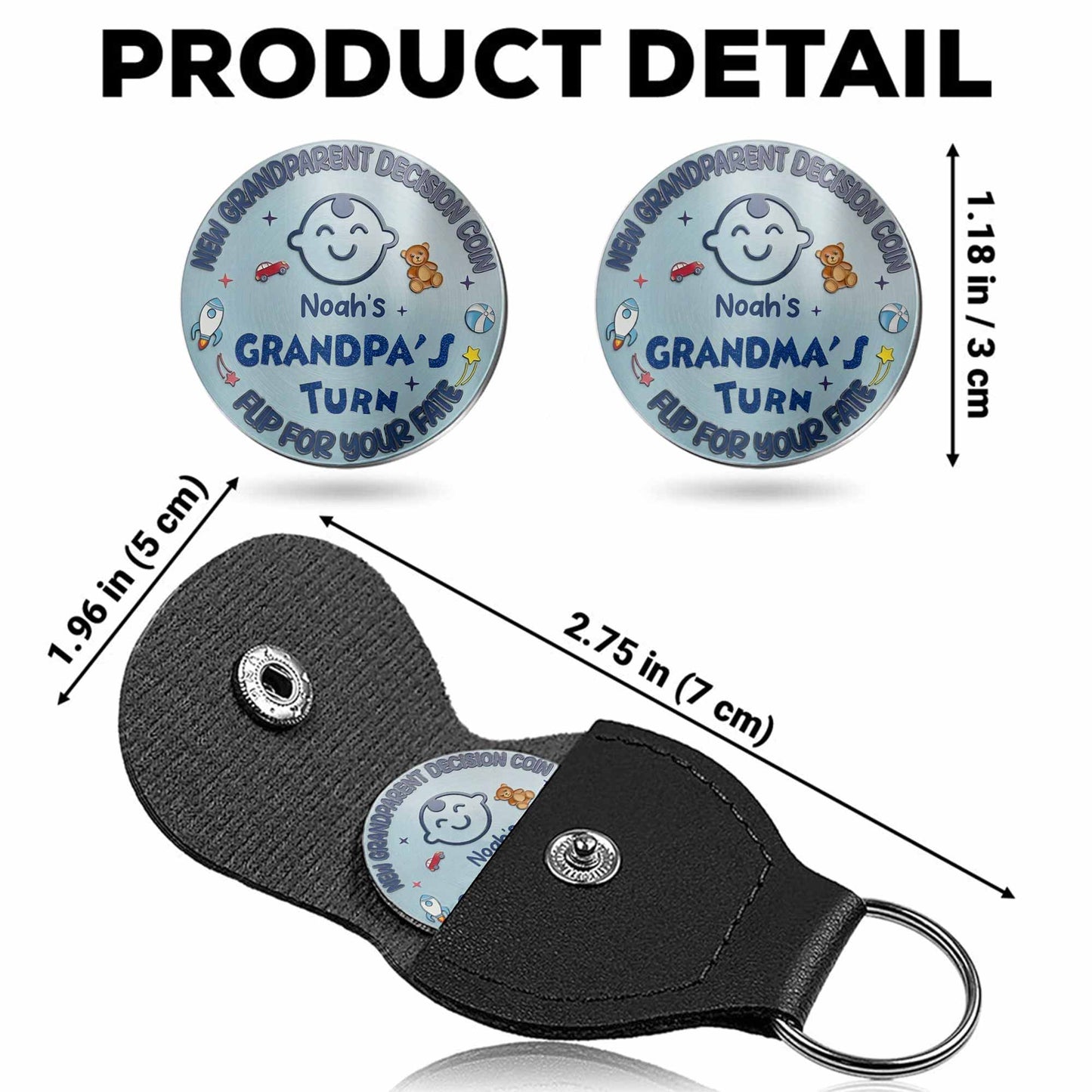 Grandparent Decision Coin Grandpa Turn Baby Icons - Personalized Custom Pocket Hug - FAM825_HTOK