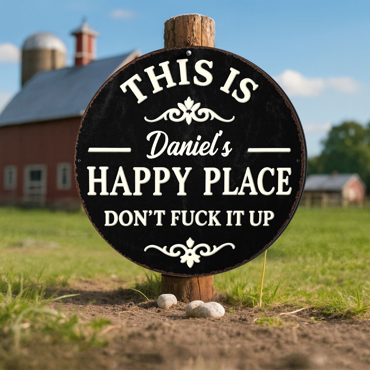This Is My Happy Place Don't Eff It Up Flourish Metal Sign - Personalized Custom Shaped Metal Sign - FAM838_CUMES