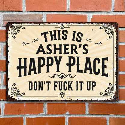 This Is My Happy Place Vintage Style Metal Sign - Personalized Metal Sign - FAM847_MSIGN