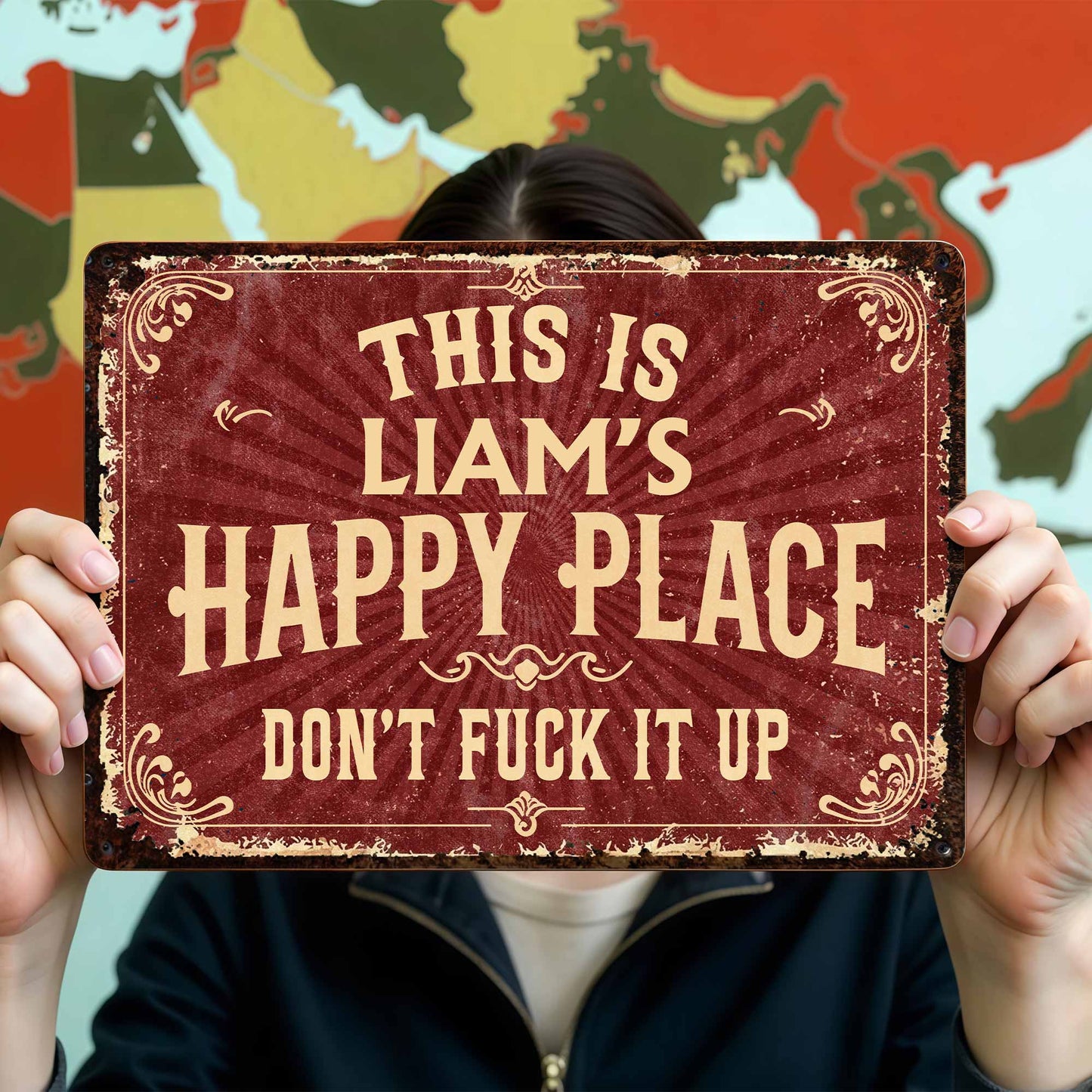 This Is My Happy Place Vintage Style Metal Sign - Personalized Metal Sign - FAM847_MSIGN