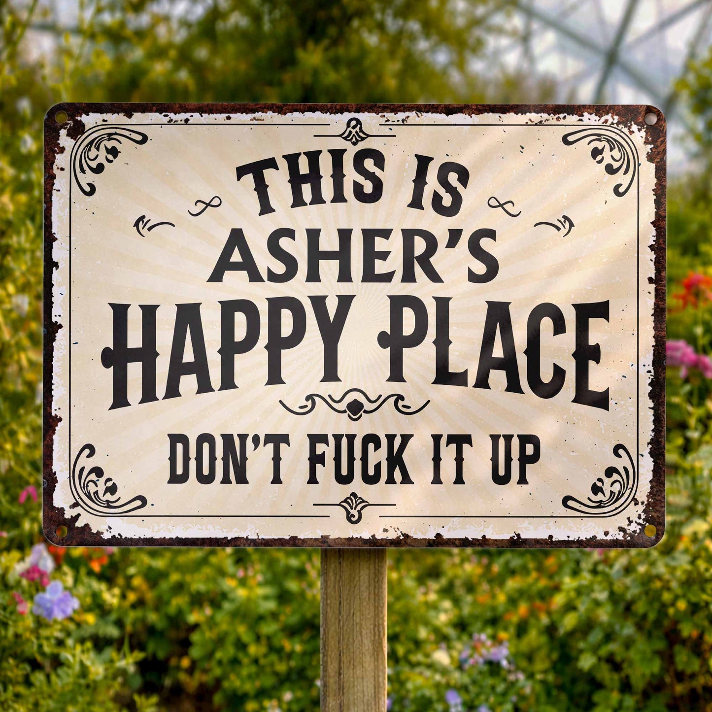 This Is My Happy Place Vintage Style Metal Sign - Personalized Metal Sign - FAM847_MSIGN