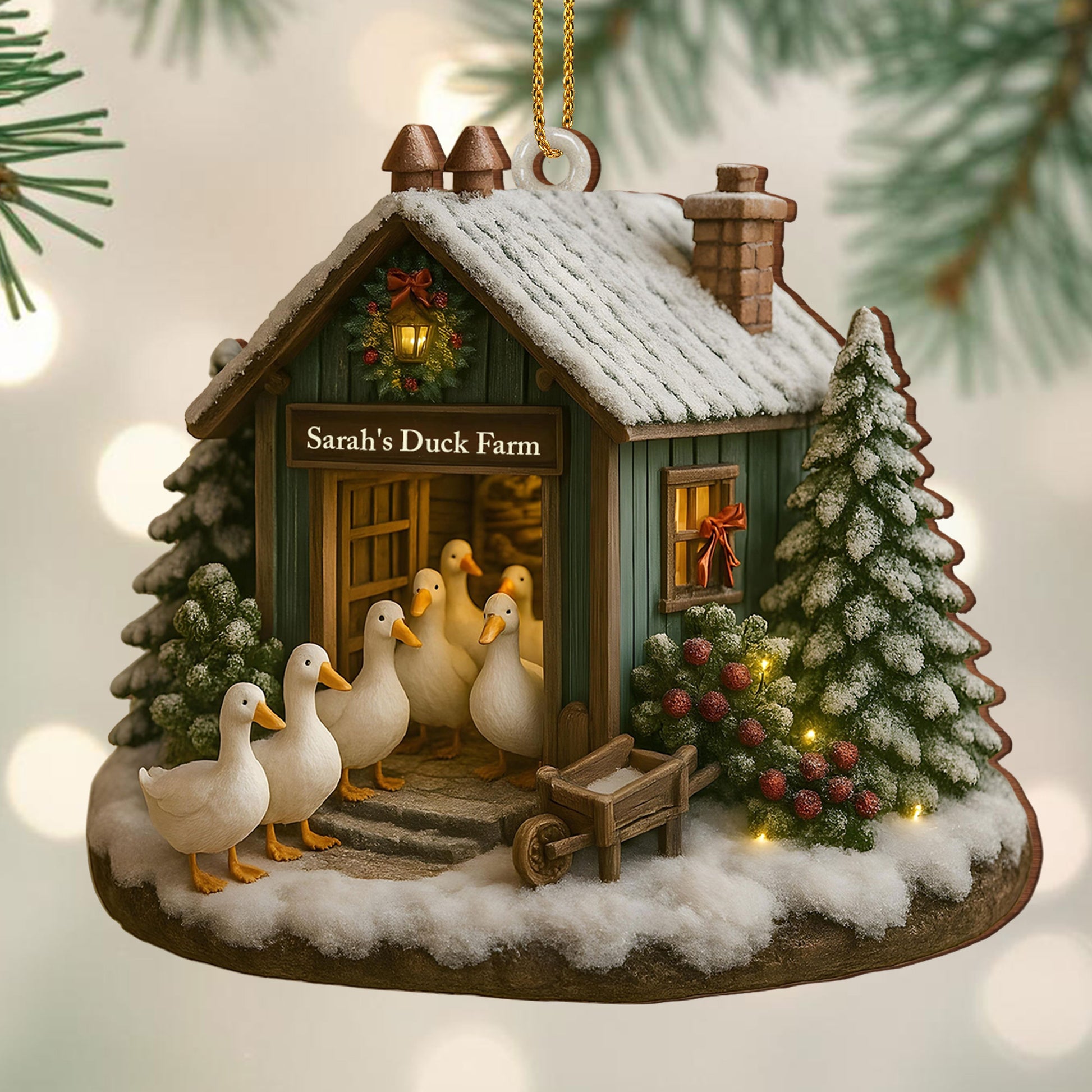 Charming Winter Duck Farm Christmas Scene