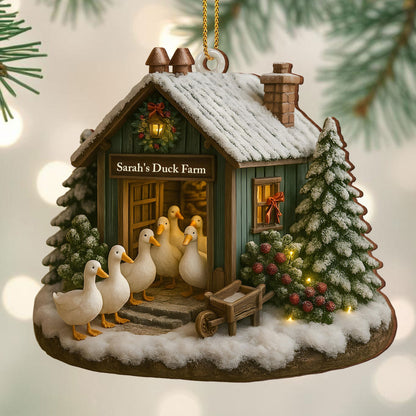 Charming Winter Duck Farm Christmas Scene