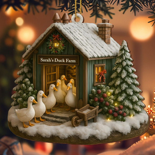Charming Winter Duck Farm Christmas Scene