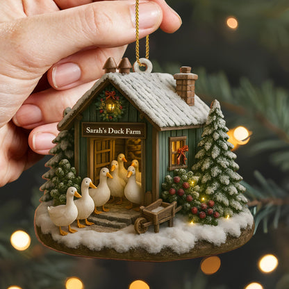 Charming Winter Duck Farm Christmas Scene