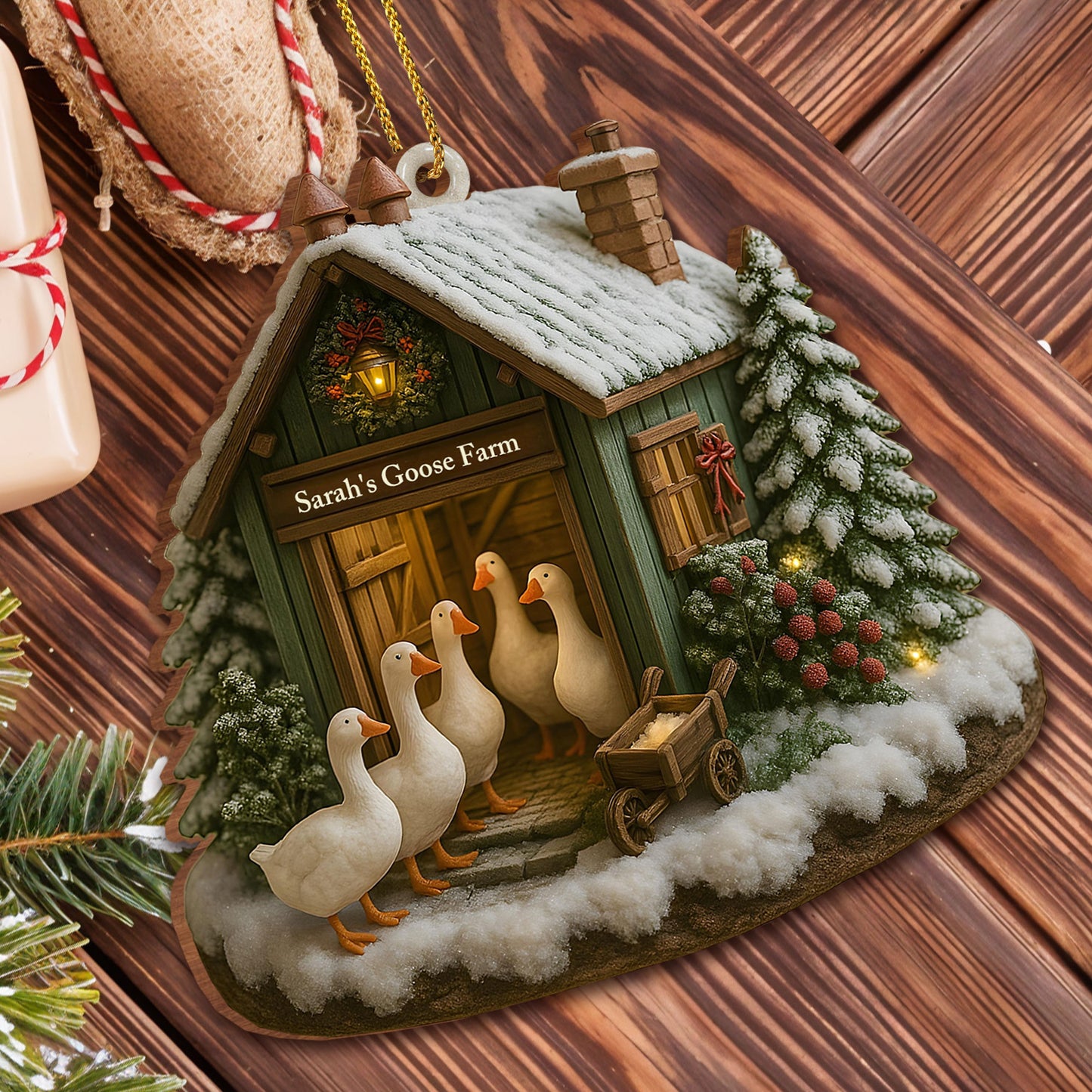 Charming Winter Duck Farm Christmas Scene