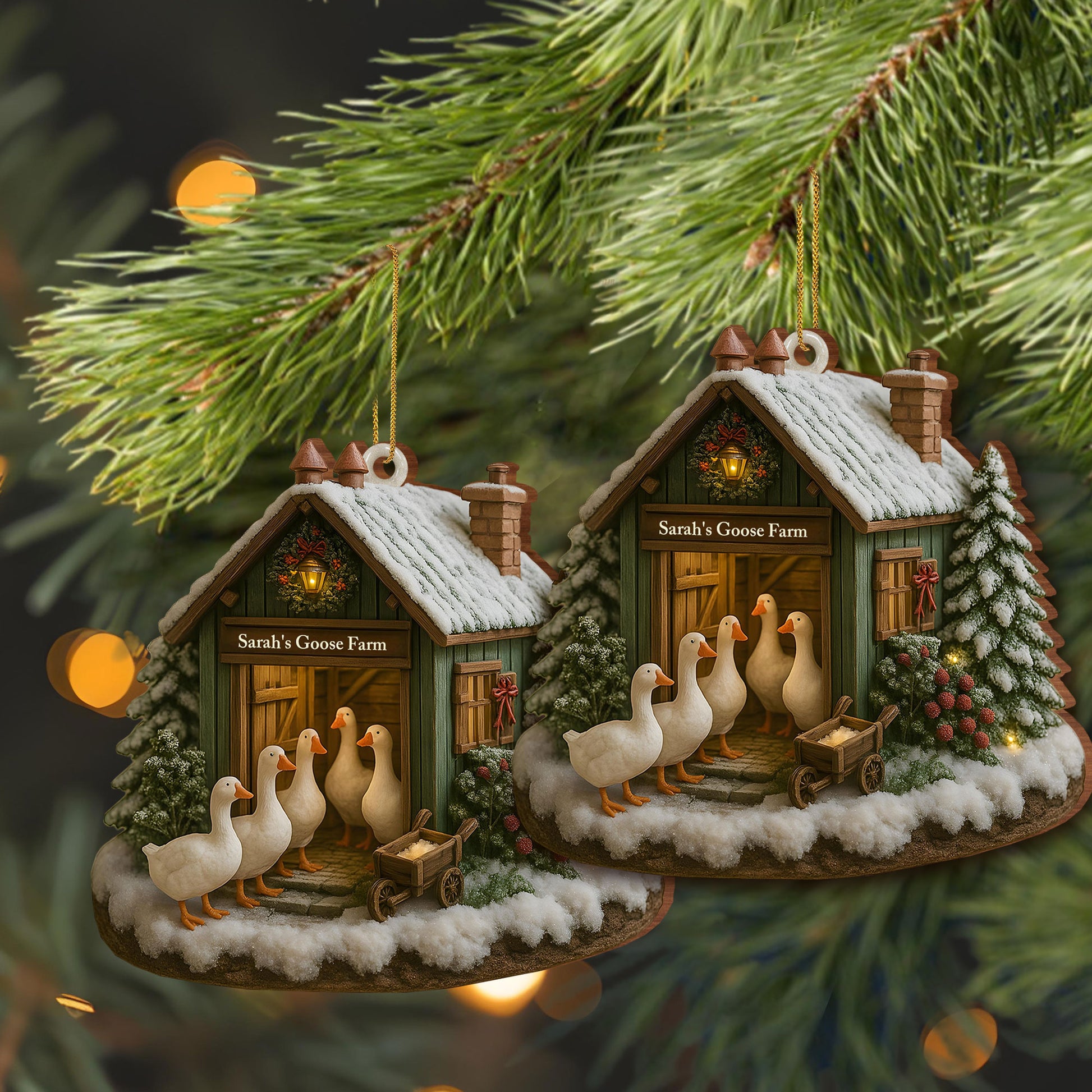 Charming Winter Duck Farm Christmas Scene