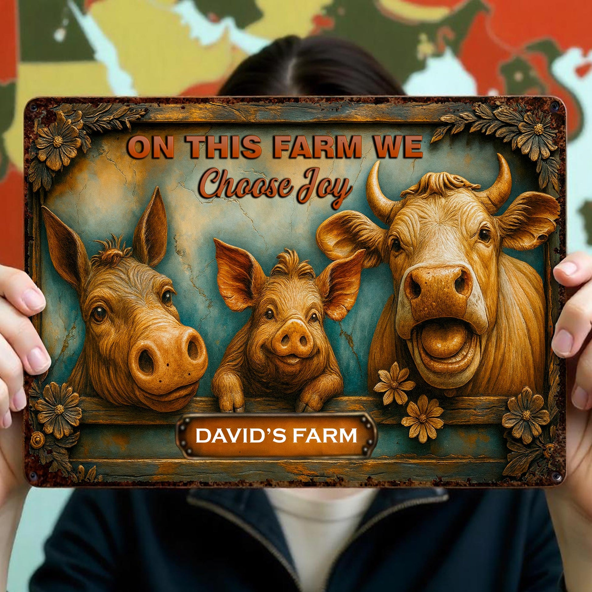 On This Farm We Choose Joy With Pigs And Cow