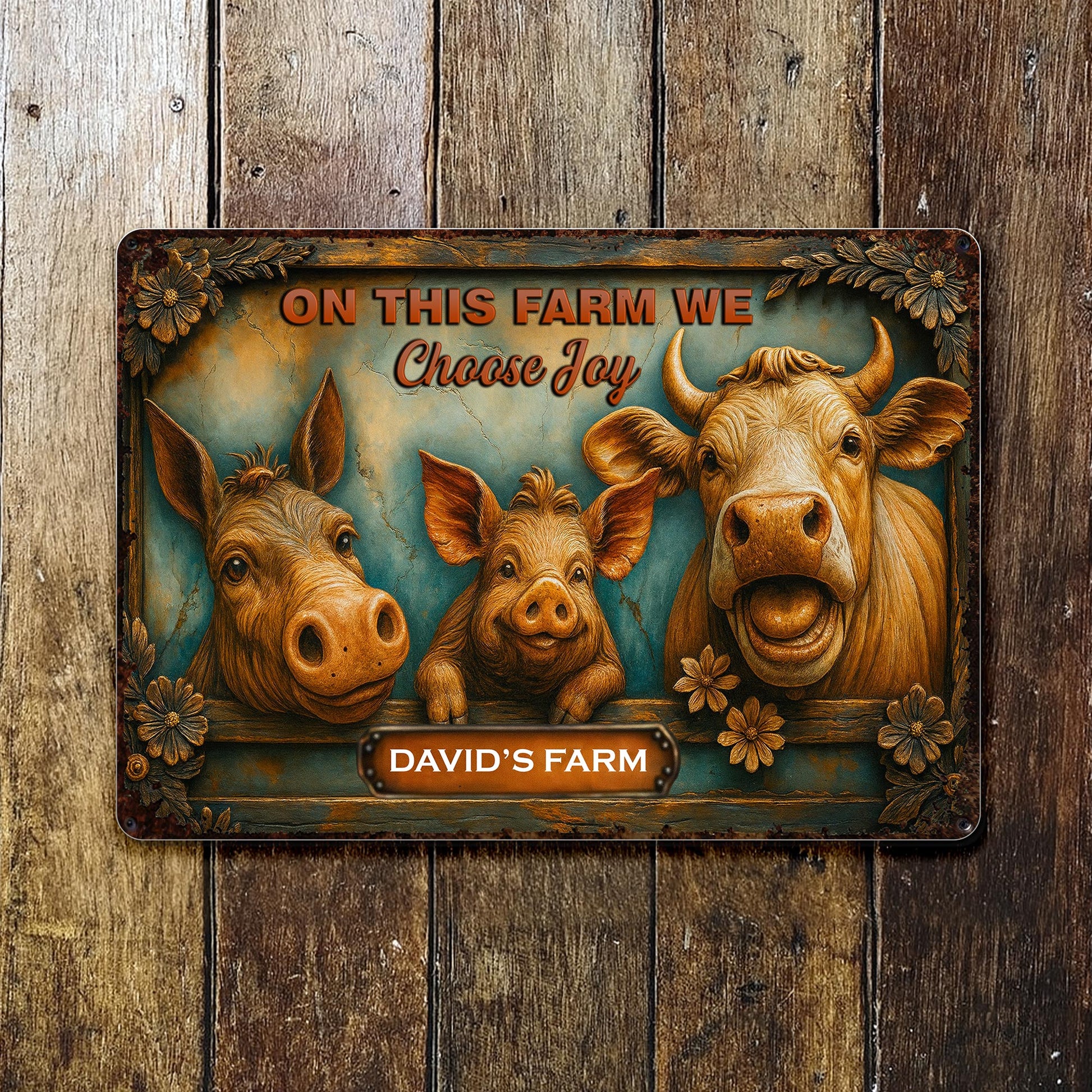 On This Farm We Choose Joy With Pigs And Cow