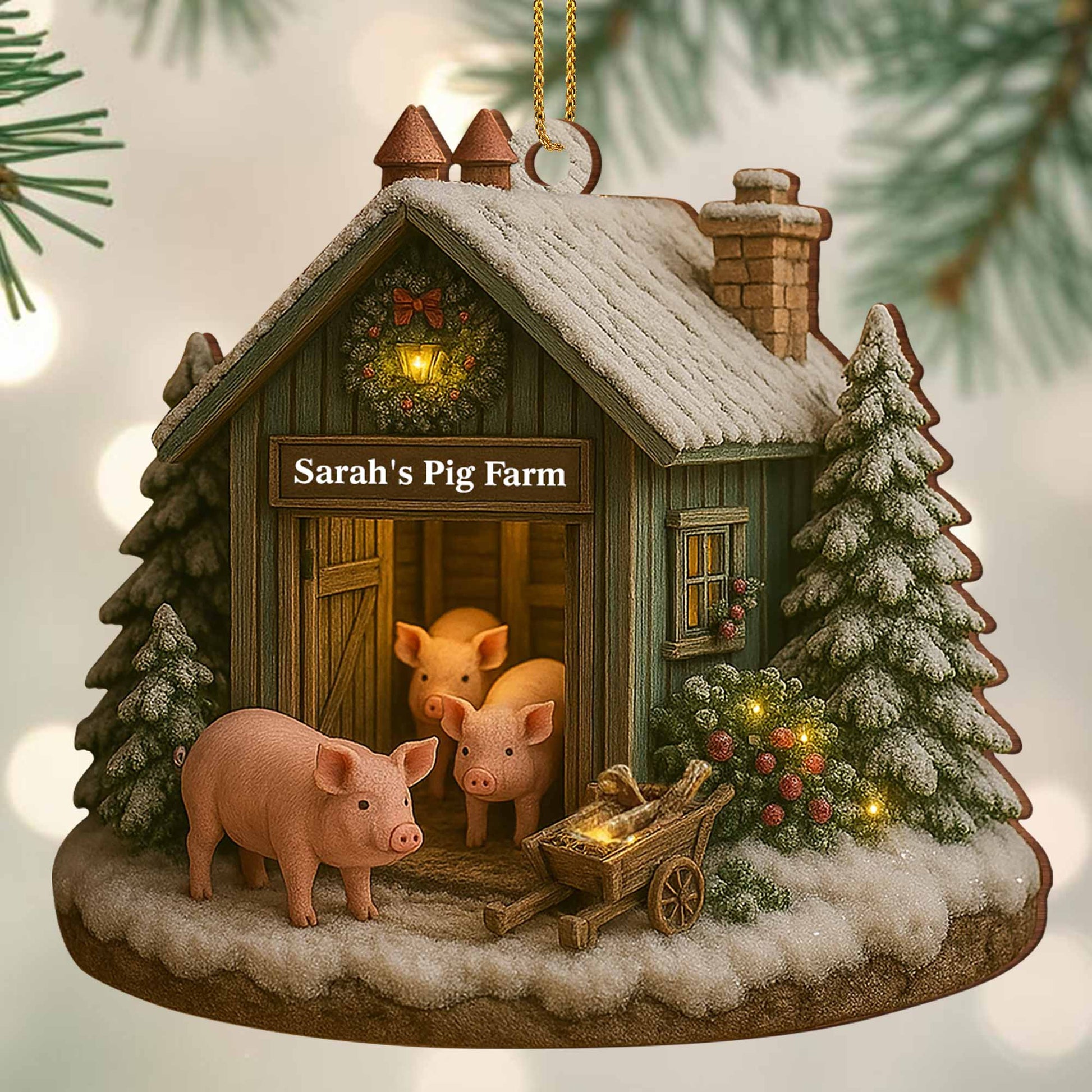 Cozy Farmhouse Christmas With Pigs And Snow