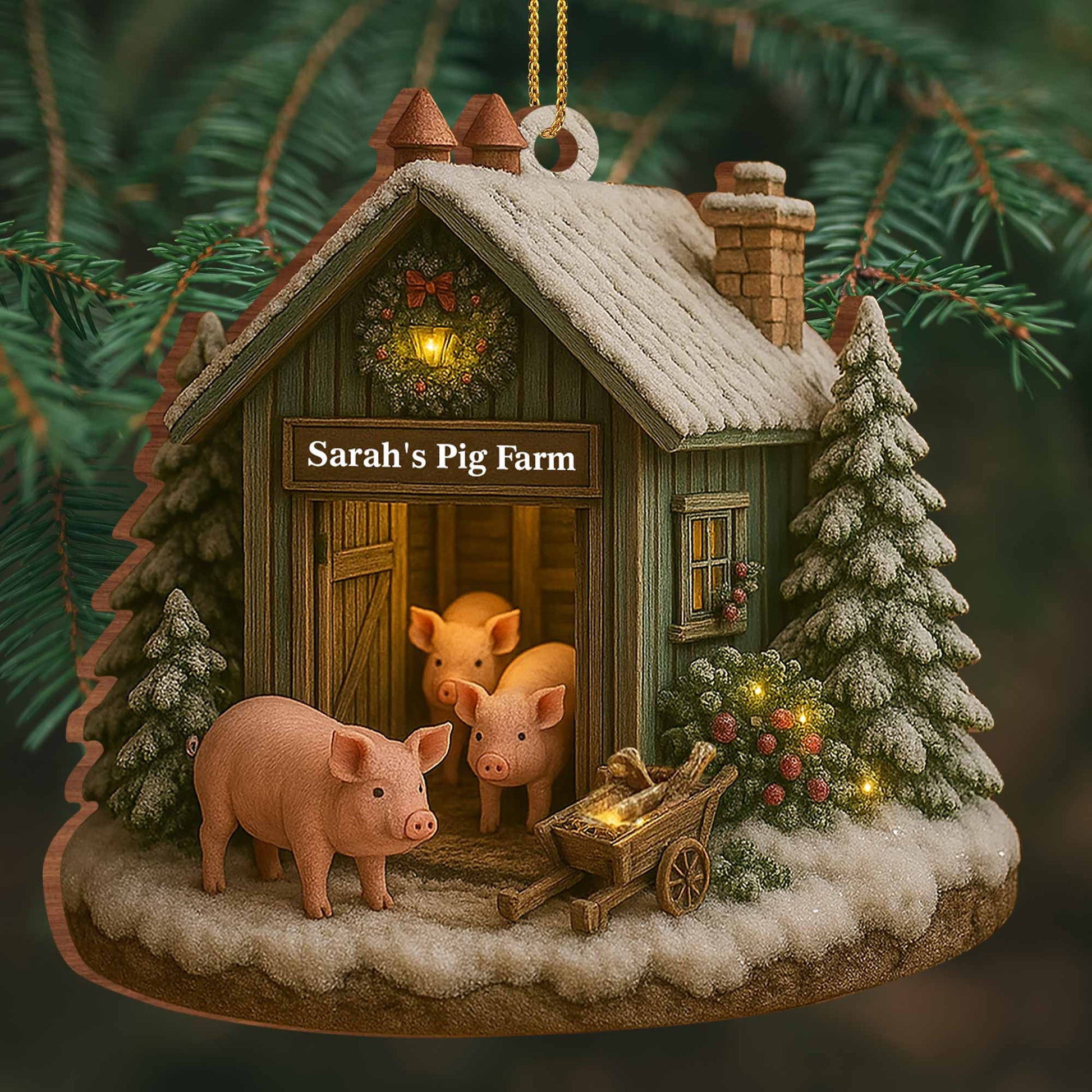Cozy Farmhouse Christmas With Pigs And Snow
