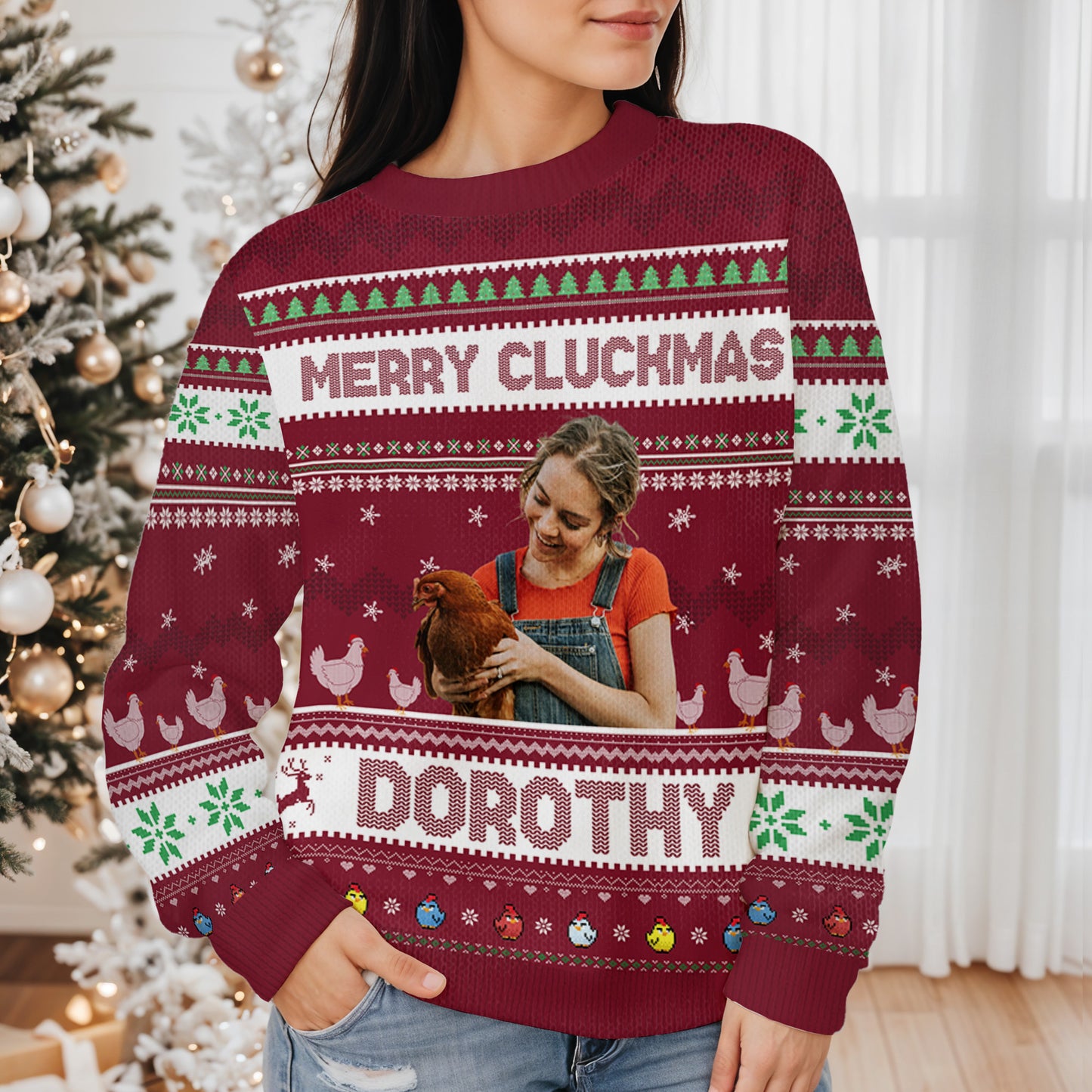 Merry Cluckmas Chicken Christmas Sweater