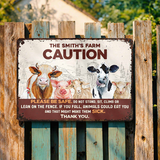 Please Be Safe With Farm Animals - Personalized Metal Sign - FARM011_MSIGN
