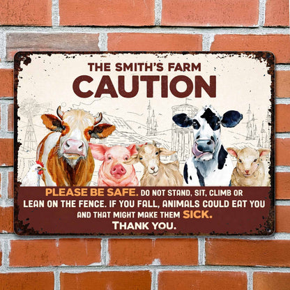 Please Be Safe With Farm Animals - Personalized Metal Sign - FARM011_MSIGN
