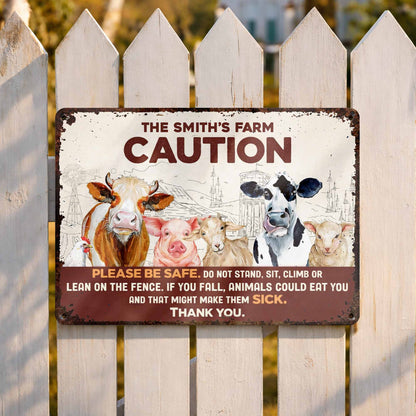 Please Be Safe With Farm Animals - Personalized Metal Sign - FARM011_MSIGN