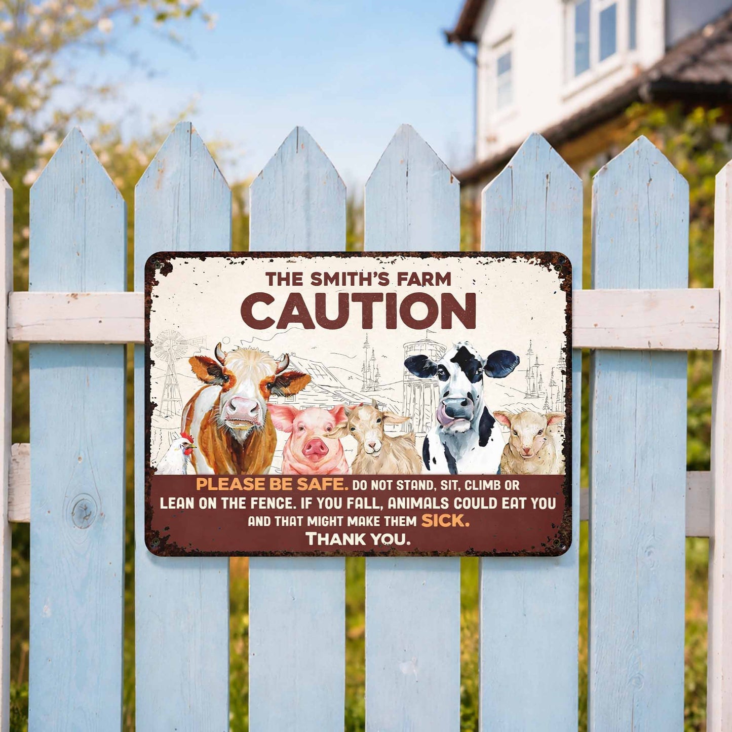 Please Be Safe With Farm Animals - Personalized Metal Sign - FARM011_MSIGN