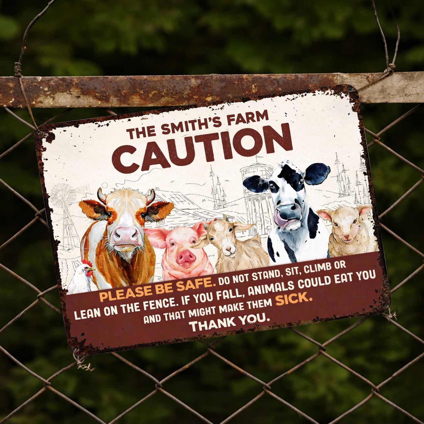 Please Be Safe With Farm Animals - Personalized Metal Sign - FARM011_MSIGN