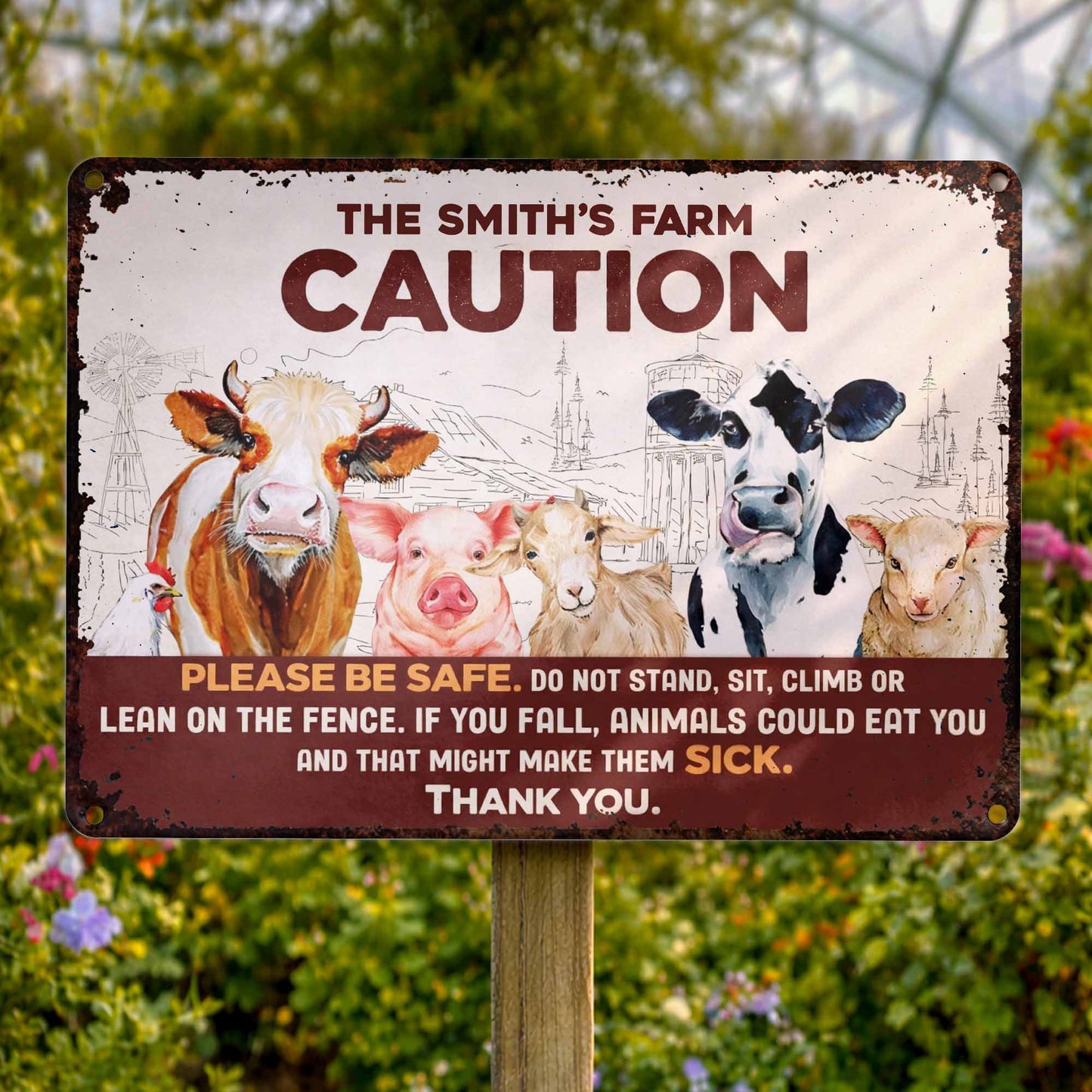 Please Be Safe With Farm Animals - Personalized Metal Sign - FARM011_MSIGN