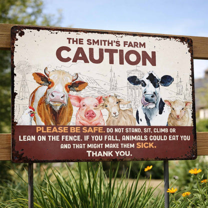 Please Be Safe With Farm Animals - Personalized Metal Sign - FARM011_MSIGN