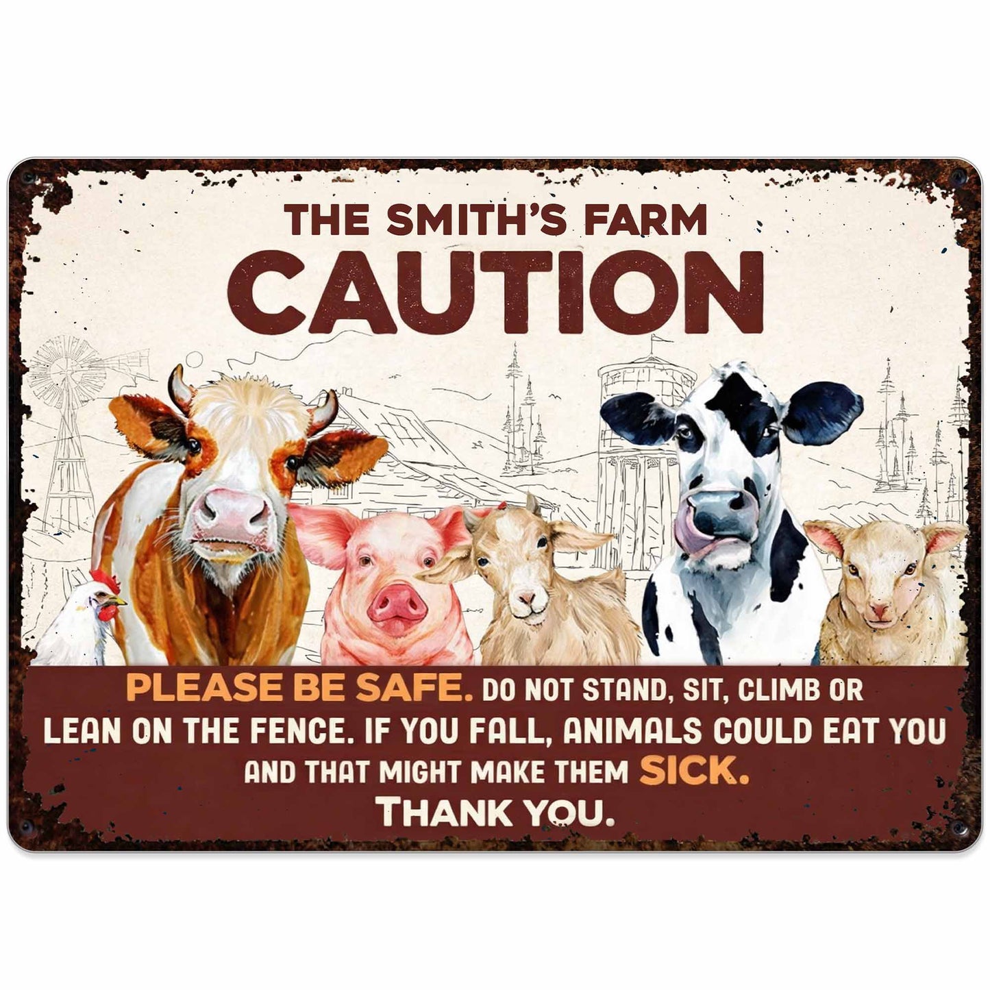 Please Be Safe With Farm Animals - Personalized Metal Sign - FARM011_MSIGN