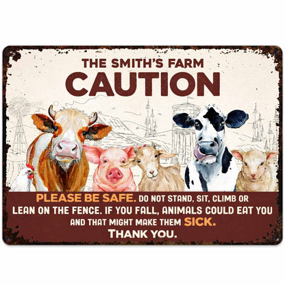 Please Be Safe With Farm Animals - Personalized Metal Sign - FARM011_MSIGN