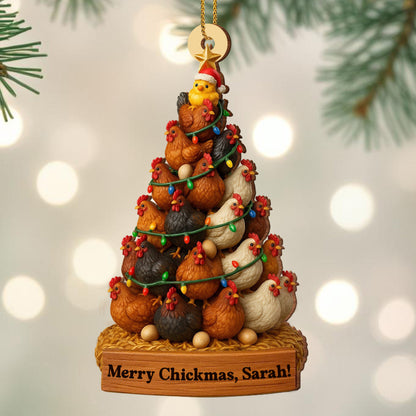 Merry Chickmas, Christmas Chickens Ornament