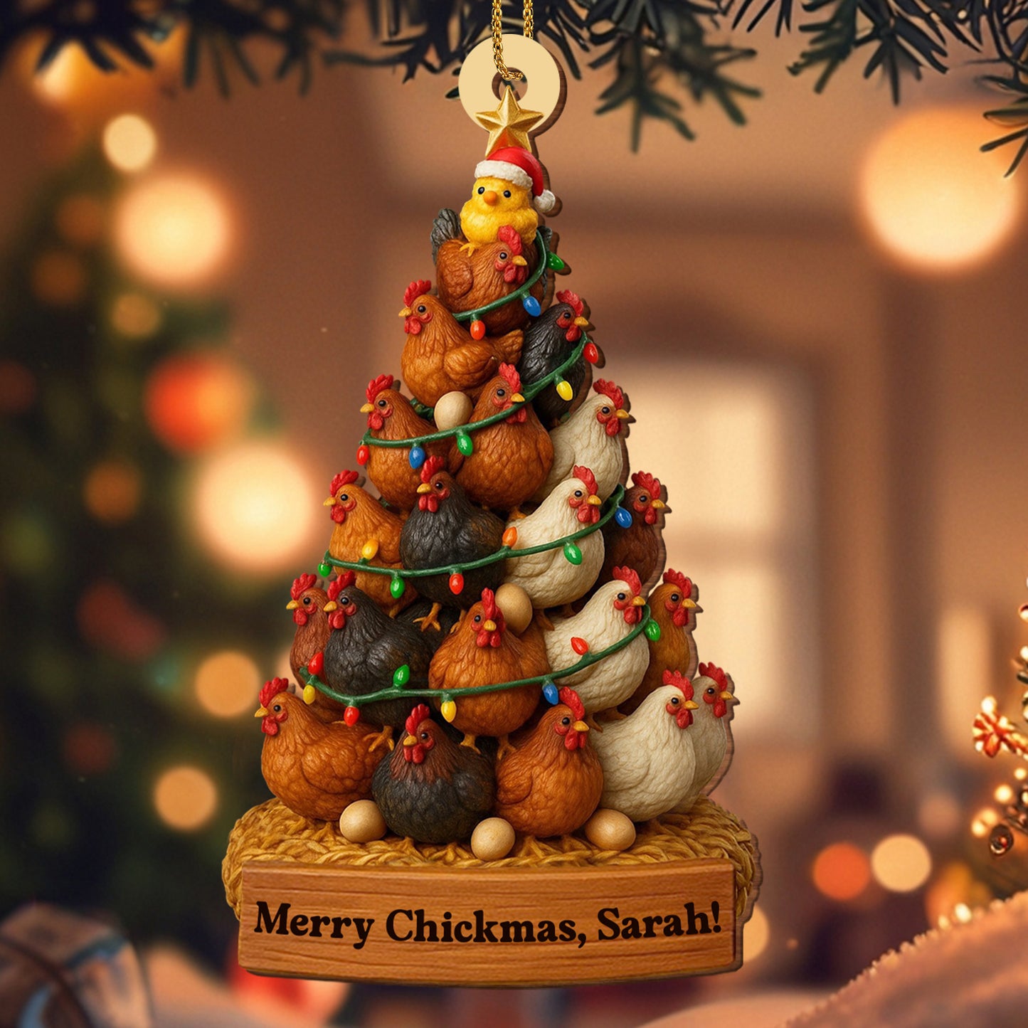 Merry Chickmas, Christmas Chickens Ornament