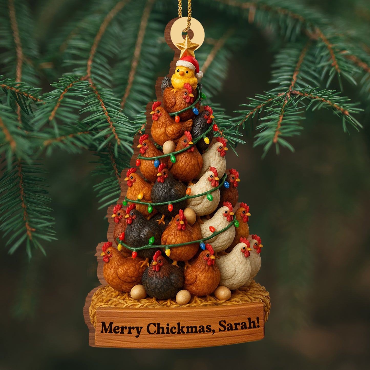 Merry Chickmas, Christmas Chickens Ornament