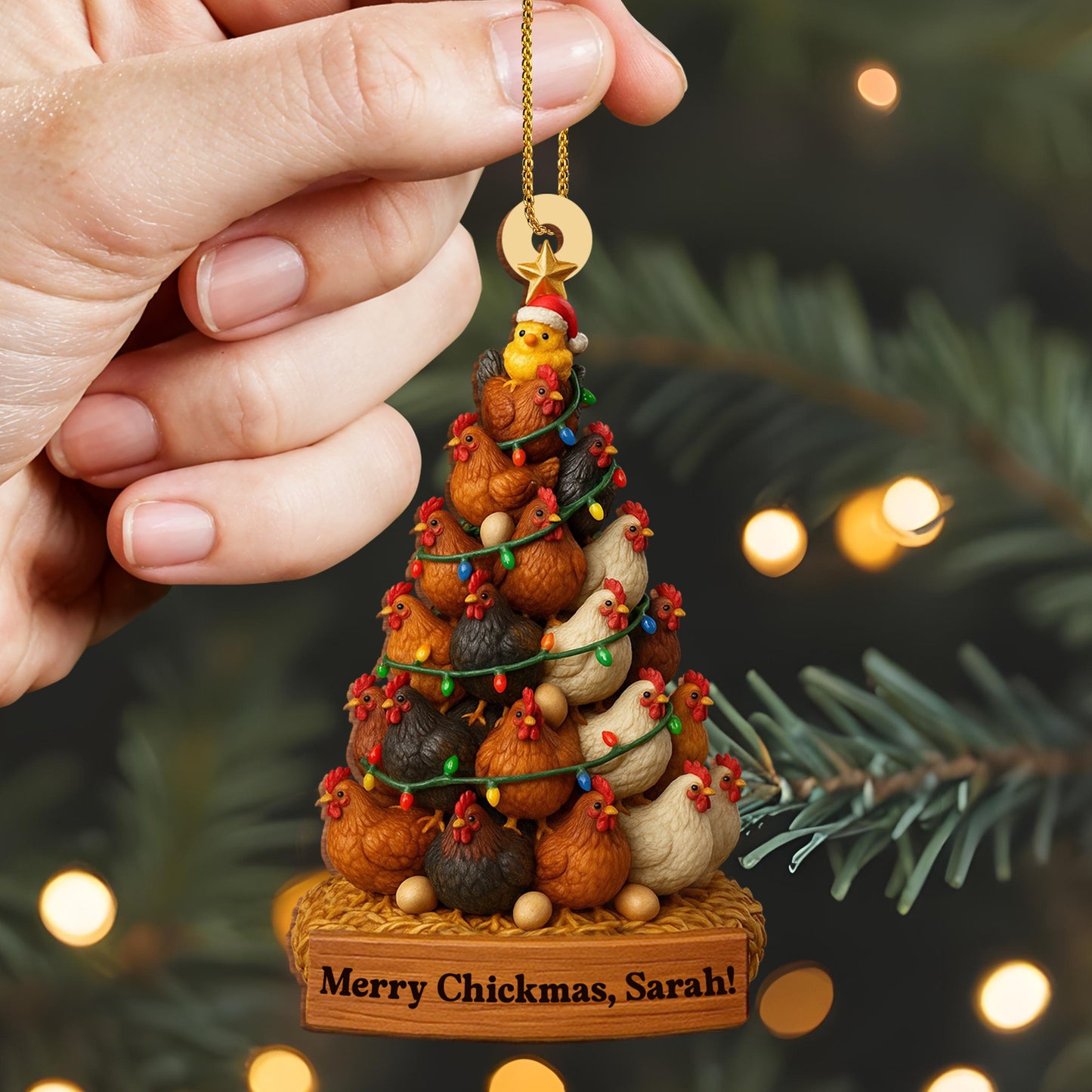 Merry Chickmas, Christmas Chickens Ornament