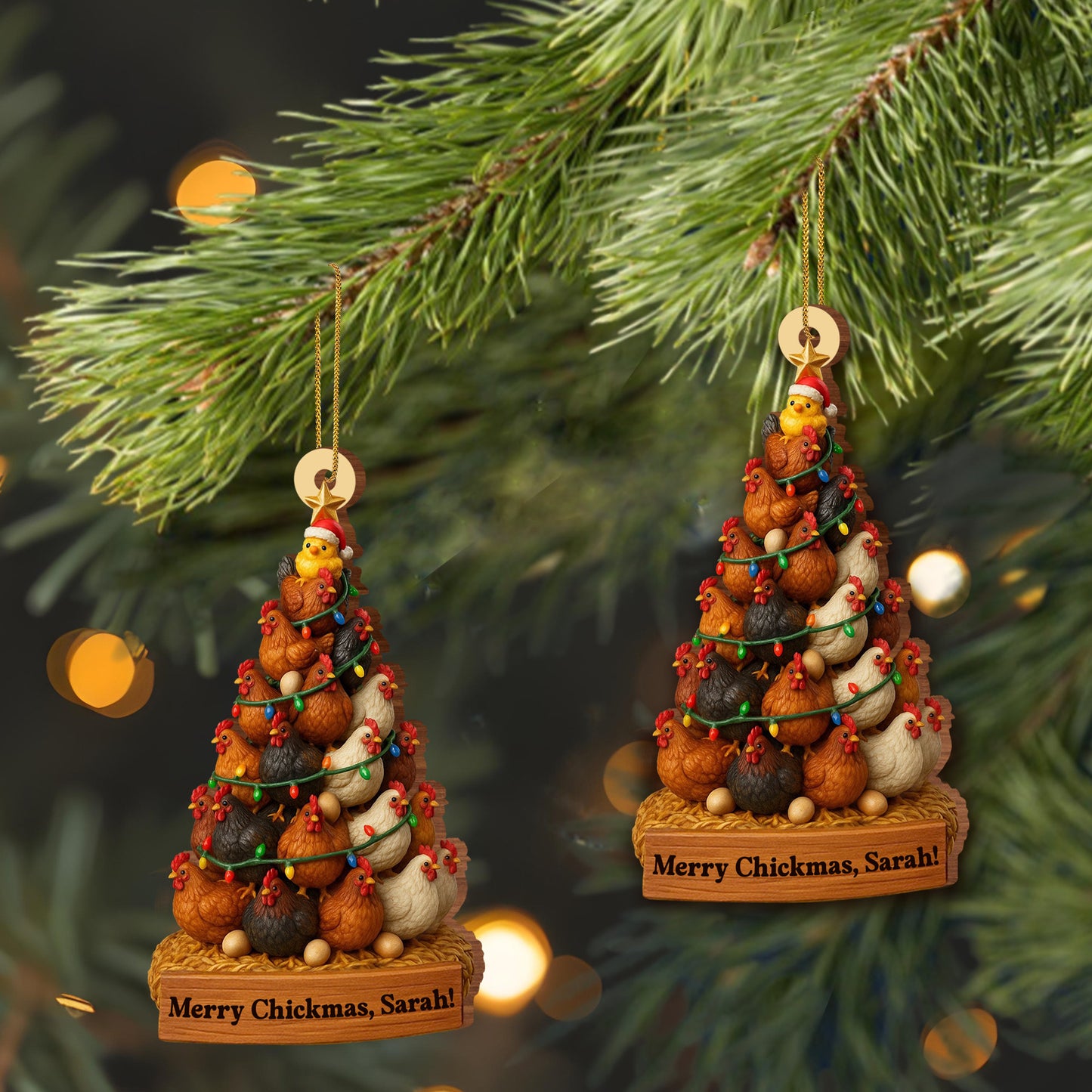 Merry Chickmas, Christmas Chickens Ornament
