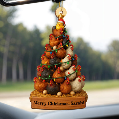 Merry Chickmas, Christmas Chickens Ornament