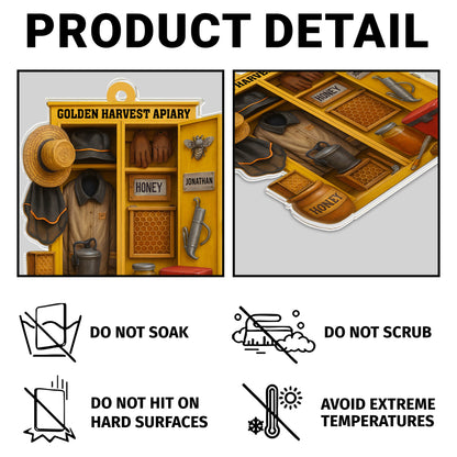 Golden Harvest Apiary With Bee And Beekeeper's Tools